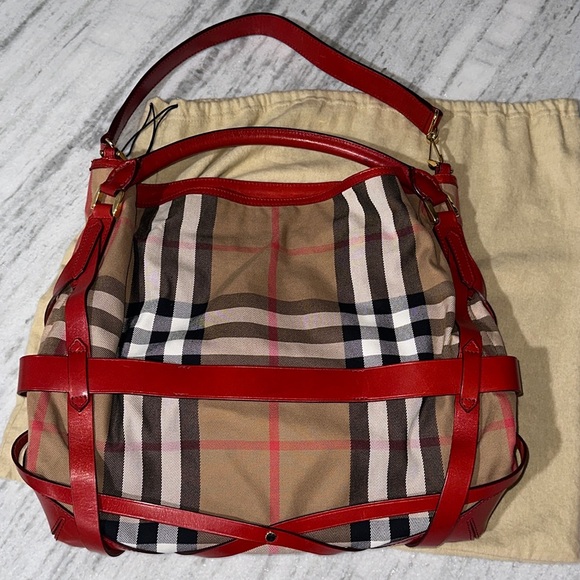 🥂Burberry Bridle House-Check Canvas Gosford Hobo Bag - Picture 5 of 17